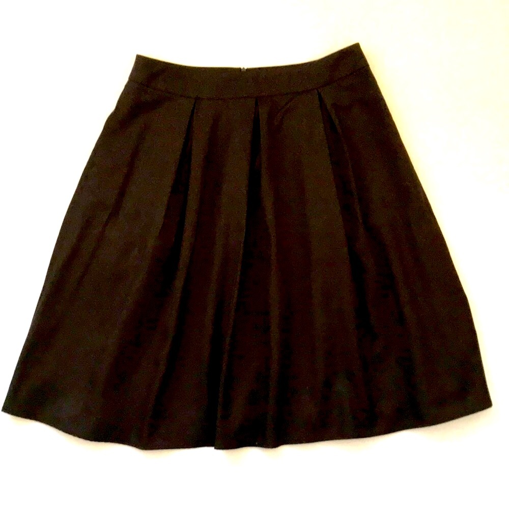 Yige Fit Flare Skirt Black Pleated Pockets Lined MIDI Size 12